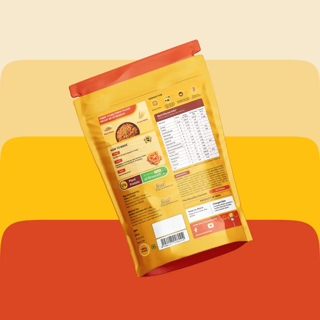 High Protein Instant Foxtail Millet Noodles for Kids & Adults | Low Calorie | No Maida, Zero Preservatives, Zero Oil & No MSG