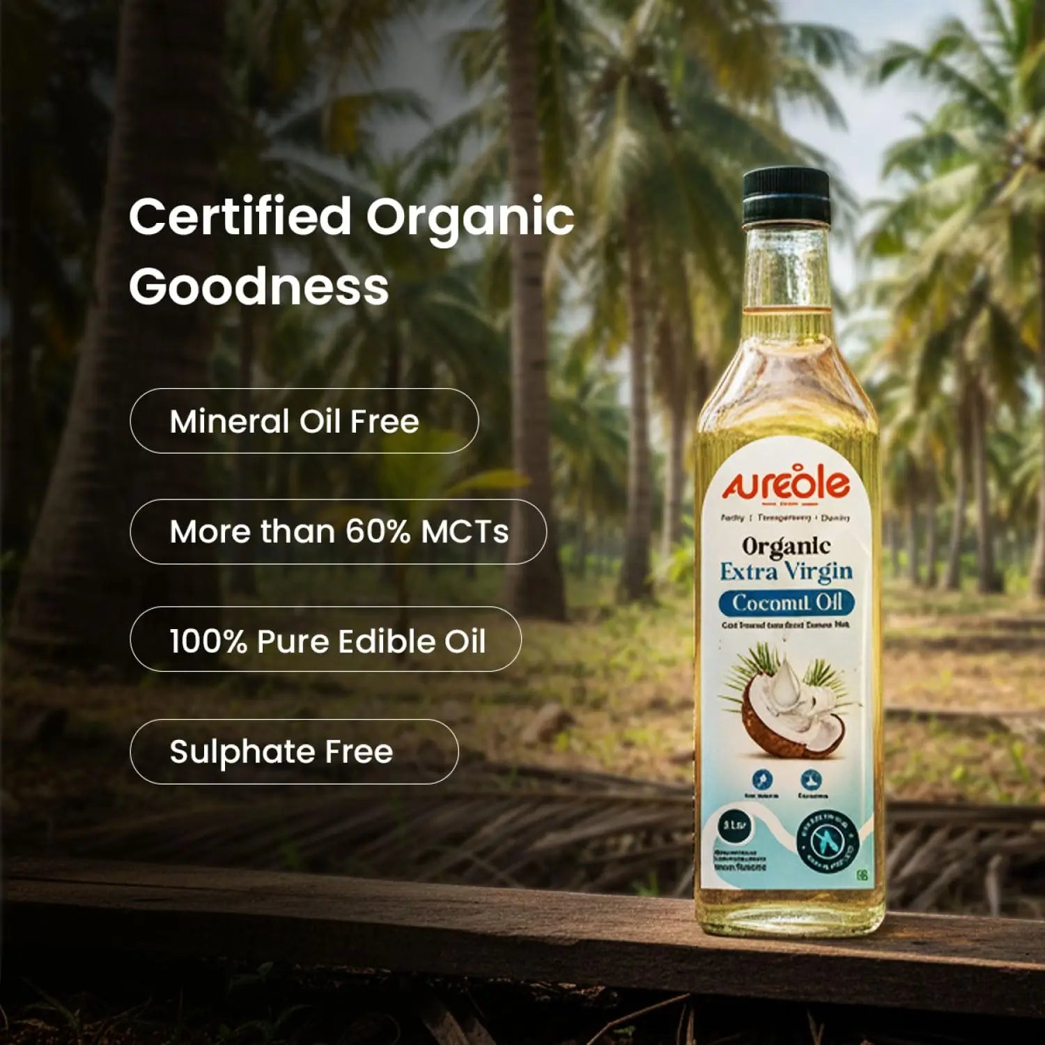 Organic Extra Virgin Coconut Oil Cold Pressed for Cooking, Hair Growth, Skin & Baby Massage