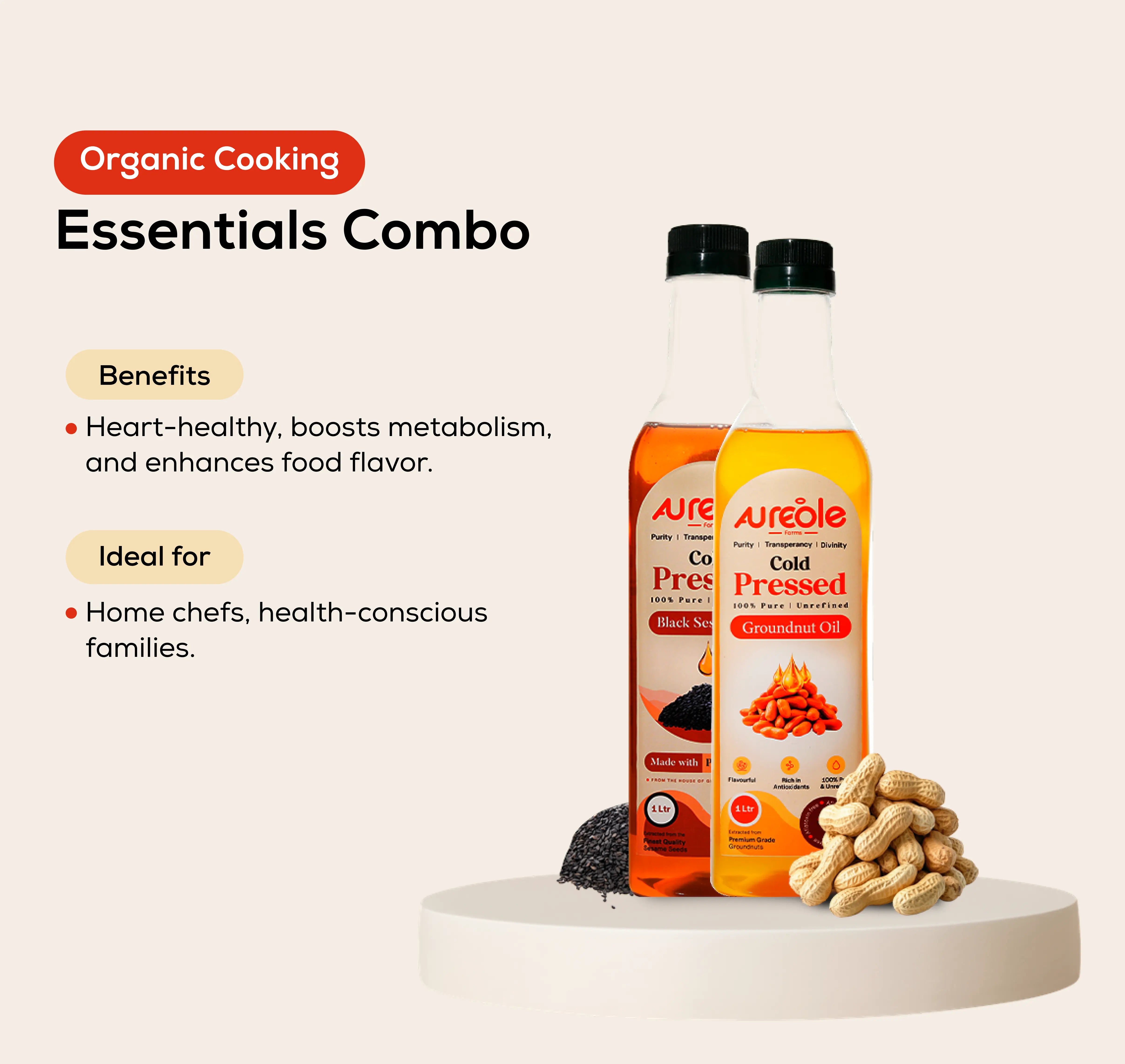 Cooking Essentials: Organic Groundnut Oil + Organic Sesame Oil