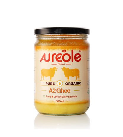 Aureole Farm A2 Cow Ghee (250 ml)| Cultured Gir Cow Ghee | Curd-Churned Bilona Ghee | Pure, Natural, and Healthy | Grass-Fed A2 Gir Cow Organic Ghee