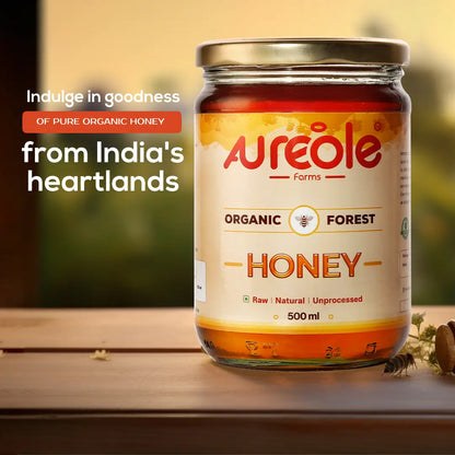 Aureole Farm Raw Organic Honey | 100% Pure and Natural | NPOP Certified | Raw and Unprocessed | Unpasteurized Honey | No Sugar Adulteration